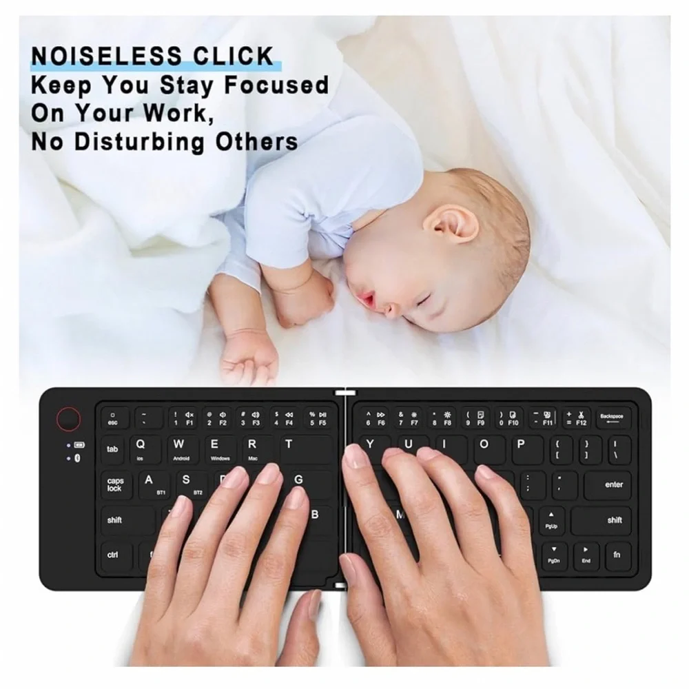 NIB Foldable Wireless Bluetooth Keyboard with Holder
